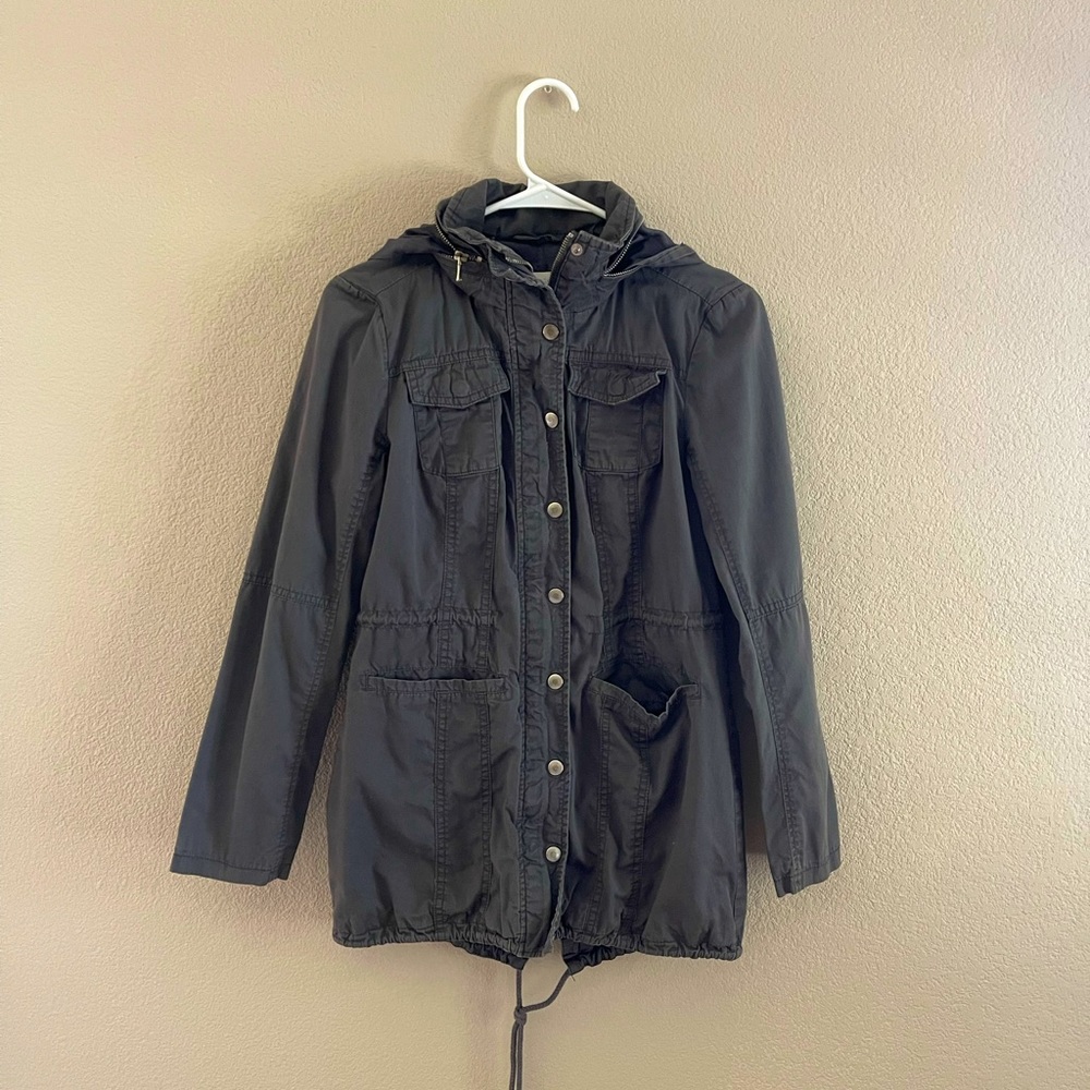 Gray utility zip up jacket